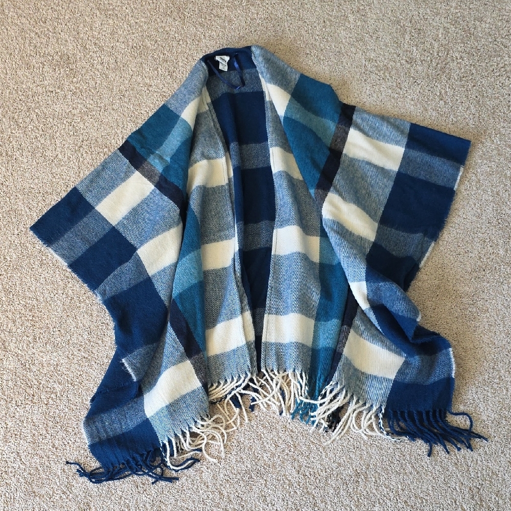 Plaid Fringe Poncho